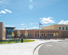 Showing the front entry way to Coyote Elementary School, to be used during normal school hours.